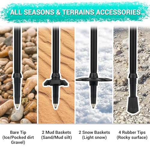 TheFitLife Trekking Poles - Lightweight 7075 Aluminum Hiking Sticks with Cork Grips, Adjustable Telescopic Design, Metal F...