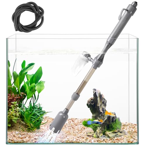 VILLNO Aquarium Vacuum Gravel Cleaner, Battery Fish Tank Water Changer, Removable Vacuum Sand Washer for Fish Tank Cleanin...