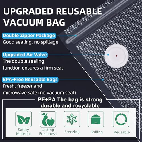 MOMODA Sous Vide Cooking Bags - Set of 30 | BPA-Free Reusable Vacuum Seal Bags with Air Valve for Joule and Anova Cookers...
