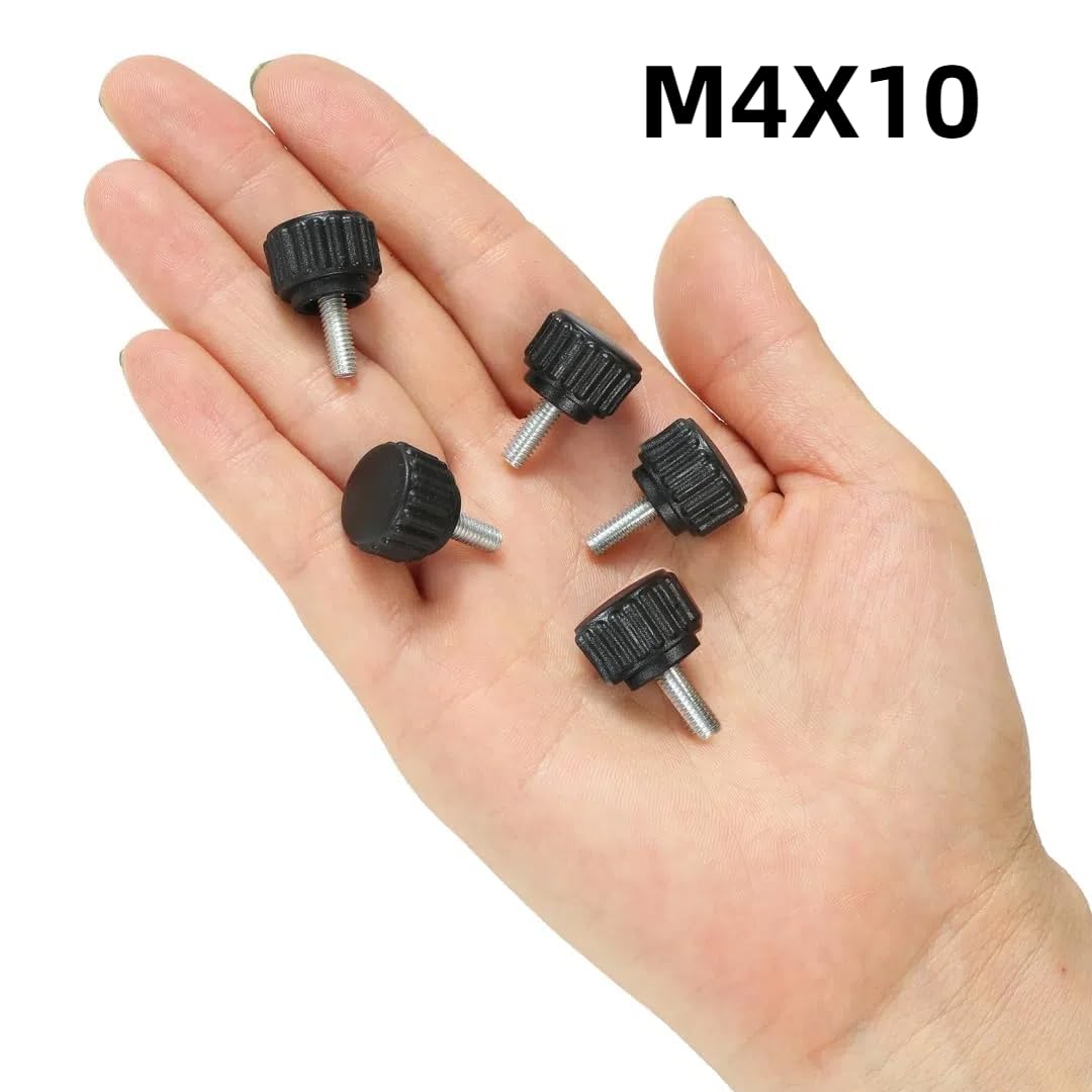 Vesslam 20 Pcs M4 x 10 mm Threaded Knurled Thumbscrew, Monitor Screws Vesa Mount Screws Carbon Steel Clamping Knobs Grip Thumb Screw Mounting Thumb Screw
