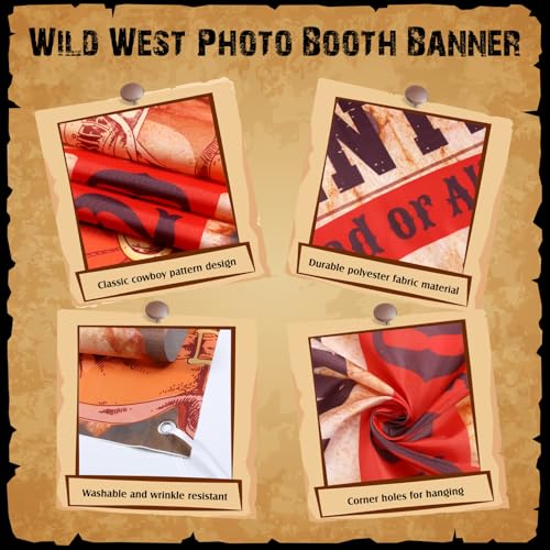 Funrous Wanted Poster Photo Prop Western Photo Booth Prop Large Selfie Frame Poster Fabric Banner Backdrop Wanted Sign for...