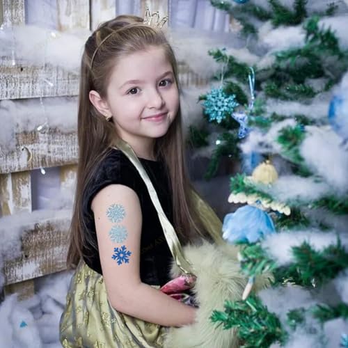 Glitter Snowflake Temporary Tattoos, 48PCS Winter Snowflake Sticker Tattoo Cute Apparel Accessories for Body Face Kids Wom...