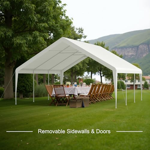 Phonjoroo Party Tent, 20’ x 20’ Heavy Duty Outdoor Canopy Tent All-Season Tarp & Removable Sidewall Waterproof Carport Wed...