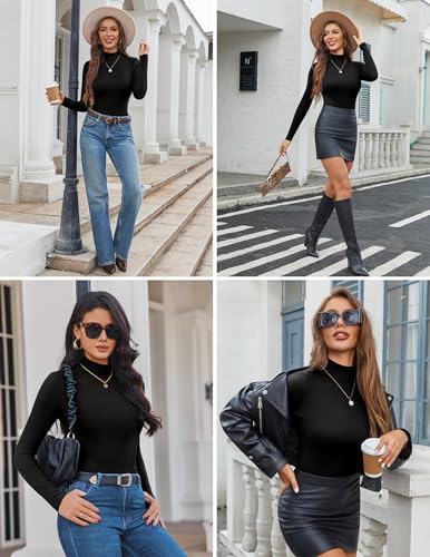 Ekouaer 3 Pack Womens Mock Turtleneck Tops Long Sleeve Shirts Slim Fit Fall Fashion Thermal Underwear Basic Winter Clothing