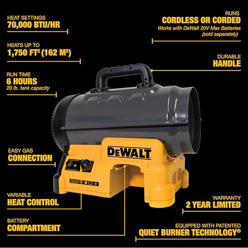 DEWALT 70000-BTU Outdoor Portable Forced Air Propane Heater