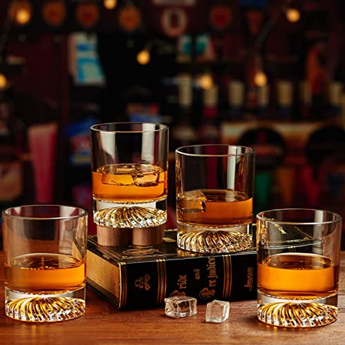 OPAYLY Whiskey Glasses Old Fashioned Glasses Set of 4 12oz Rocks Glasses Gift for Men Women Drinking Bourbon Scotch Cockta...