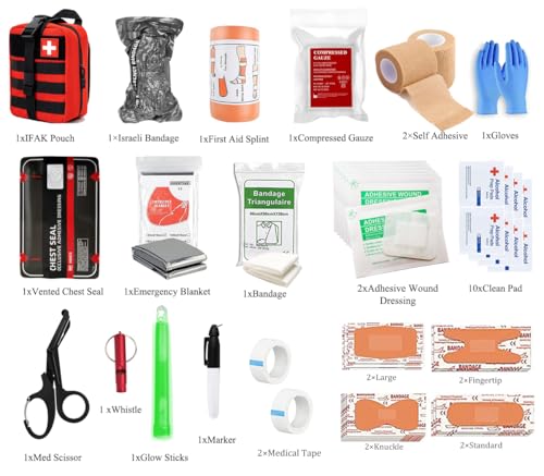 VVIITOP IFAK Kit Trauma Kit Military Medical First Aid Kits Bleeding Contral Emergency Survival Bug Out Bag for Camping Ge...