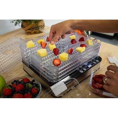 NESCO FD-5TC Snackmaster Food Dehydrator ? 5 BPA-Free Trays, Adjustable Temp Control, Compact Design for Jerky, Fruit, Herbs, Pet Treats, 420W