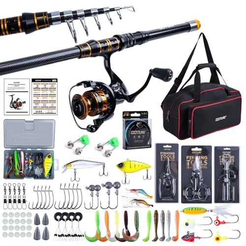 Goture Fishing Rod and Reel Combos,1.8M-2.7M Telescopic Fishing Pole Spinning Reel Lures Set with Carrier Bag,Telescopic R...