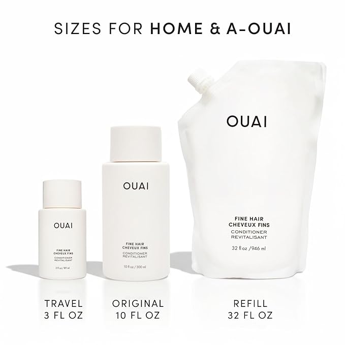 OUAI Fine Hair Conditioner Travel Size - Volumizing Conditioner for Fine Hair with Keratin, Biotin & Chia Seed Oil - Adds Softness, Bounce & Volume - Free from Parabens, Sulfates & Phthalates (3 Oz)