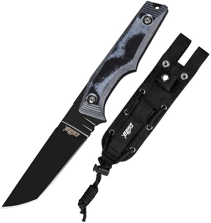 Survival hunting knife with sheath, 9.25-inch full tang fixed blade tactical outdoor knife, suitable for camping, outdoor ...