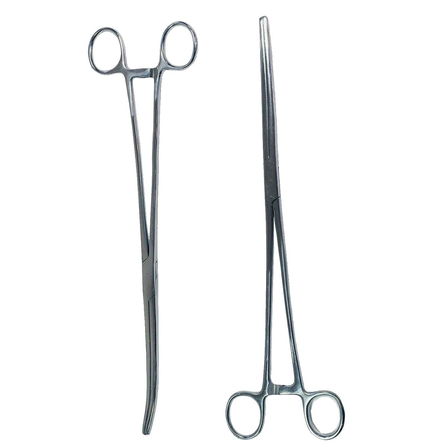 SURGICAL ONLINE Set of 2 Premium Quality 10" Long Rochester Pean Hemostat Full Mouth Serration Forceps Straight & Curved Clamps Three Locking Positions - SurgicalOnline