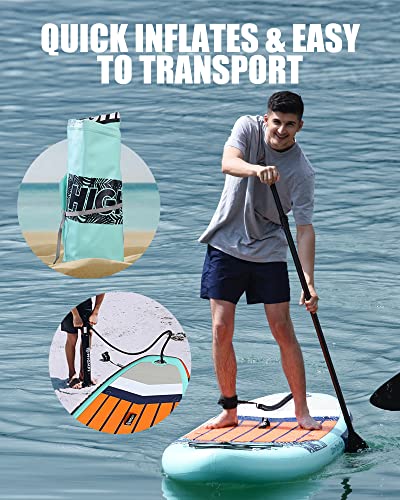 Highpi Inflatable Stand Up Paddle Board for Youth and Adults – Wide Sup with Premium Accessories, Blow Up Paddleboard for ...