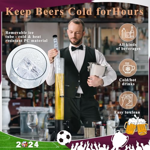 COSYOO 2PCS Drink Tower, 3L Mimosa Tower Dispenser With Ice Tube and Led Light, Tabletop Beer Dispenser 3.17 Qt./100oz, Id...