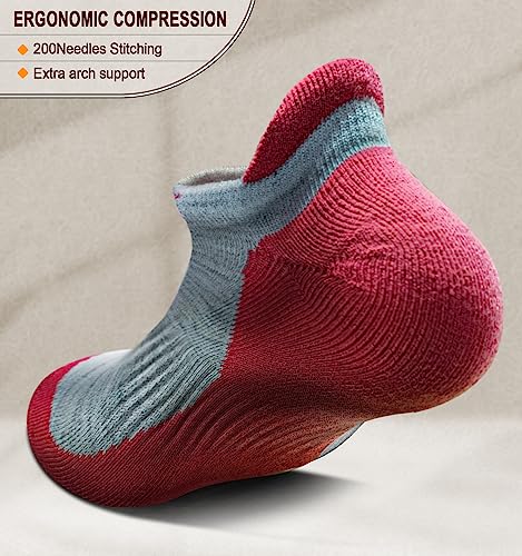 Socks For Women 6Pairs-Womens Athletic Ankle Socks No Show Cushioned for Walking Running-Compression Arch Support