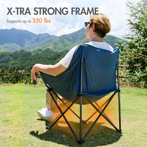 Portal 32" Oversized Padded Camping Chair, Extra Wide Heavy-Duty Folding Chair for Adults with Cup Holder & Carry Bag, Por...