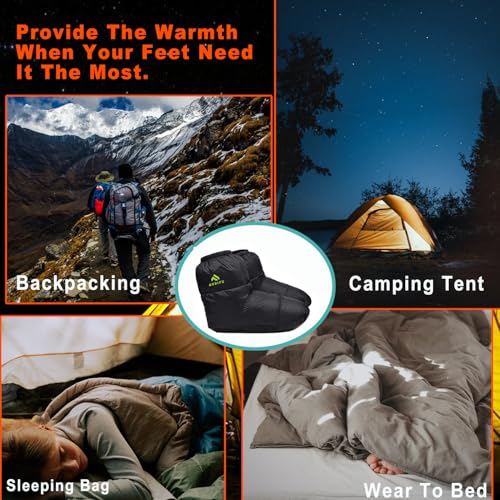 AUDIFU Down Booties Warm Socks Ultralight Sleeping Sock for Camping, Backpacking - Camp Sleeping Bag Tent Down Foot Warmer...
