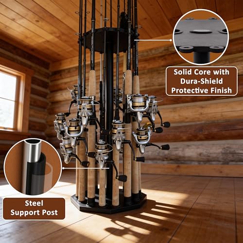 Rush Creek Creations | Rod Holder for 16 Fishing Poles, Garage Organization and Storage, for Reels, Gear, Accessories, Tac...