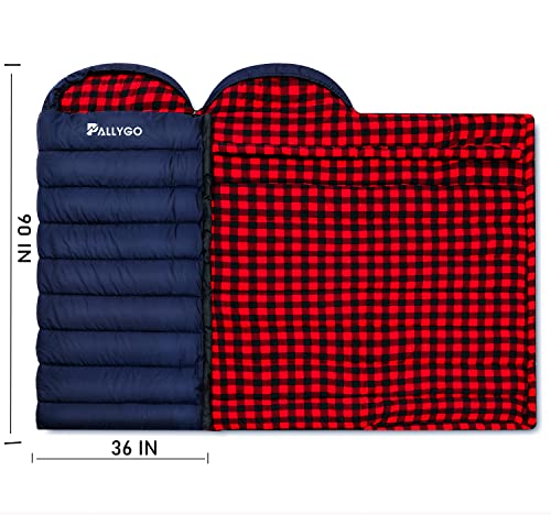 PALLYGO 0 Degree Sleeping Bag Cotton Flannel Sleeping Bags for Adults Cold Weather Camping Winter Zero Degree Warm Weather...