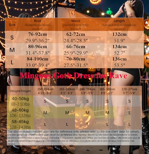 Mingnos Women Goth Rave Dress Sexy Cosplay Costume Cutout High Slit Sheer Festival Outfits Night Out Dresses