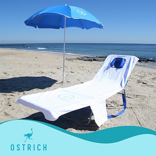 Ostrich Beach Lounge Chair, Folding & Reclining Outdoor Chaise Lounger, Red - Portable Adjustable Recliner Chair for Lawn,...