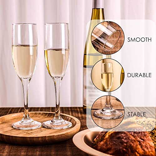 HAKEEMI Champagne Flutes Set of 6, Classic Champagne Glasses Bulk, Elegant Toasting Flutes, 6 oz
