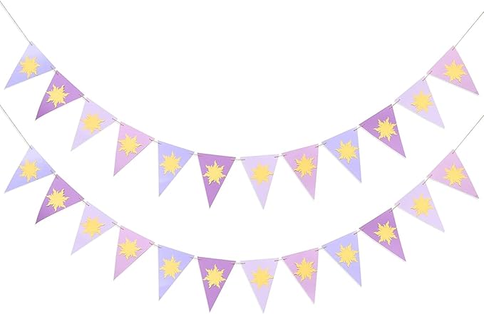 Purple Sun Flag Happy Birthday Banner - Purple Sun Bunting Birthday Banner Party Decoration Flag String Bunting Garland fo...