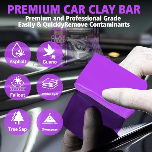 Car Clay Bars Auto Detailing 4 Pack 400g(4x100g) and Clay bar Lubricant Tablets 10 Pack(1pcs=16 oz) Clay bar kit, Spray Bo...