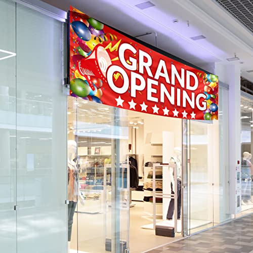 Grand Opening Banner, 3 x 10 ft New Store Grand Opening Sign and Rope, Oxford Cloth Large Advertising Backdrop Decor for S...
