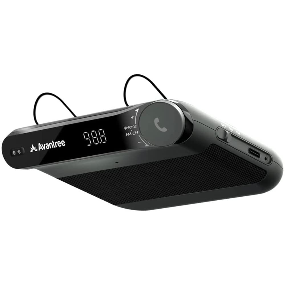 Avantree Roadtrip - Car Bluetooth Speaker & Wireless FM Transmitter Kit 2-in-1 for Streaming Cell Phone Audio to Car Speaker with Hands-Free 6W Speakers, Built-in Mic, and Long 22hr Playtime