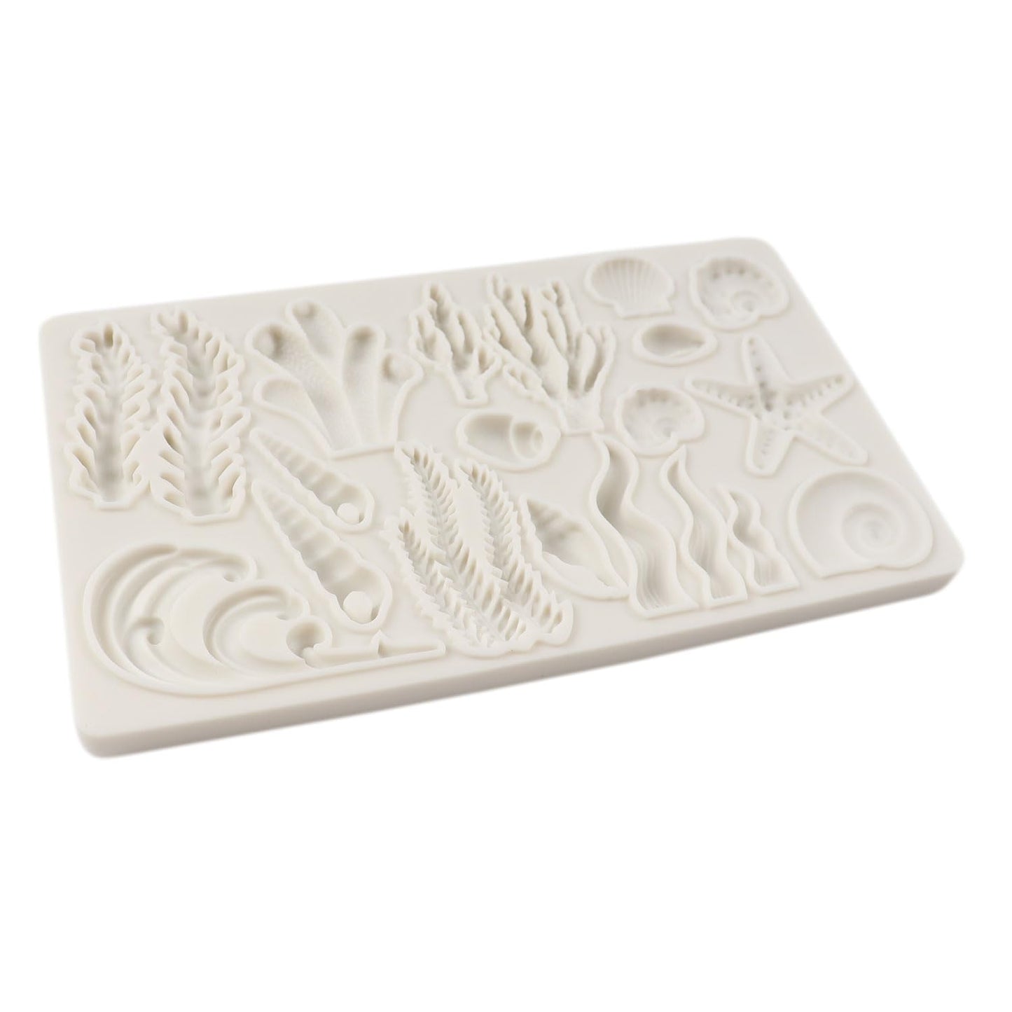 QDMOLDS Marine Theme Fondant Molds Seashell Conch Starfish Seaweed Coral Silicone Mold For Cake Decoration Cupcake Topper Sugar Craft Chocolate Candy Gum Paste Polymer Clay