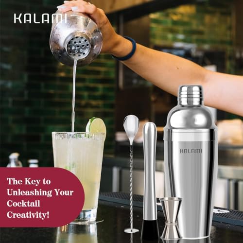 KALAMI Premium Cocktail Shaker Set, Beginner's 304 Stainless Steel Cocktail Kit. Martini Shaker Set with Cocktail Shaker, ...