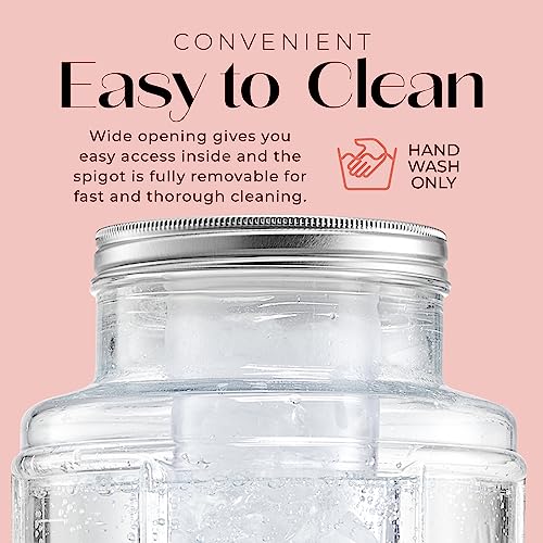 Style Setter Patchwork Beverage Dispenser Cold Drink Dispenser w/ 2.4-Gallon Capacity Glass Jug, Ice Insert, Fruit Infuse...