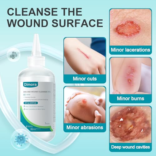 Dimora Skin and Wound Cleanser, OTC First Aid Antiseptic Cleanser,Moistening Absorbent Antibacterial Wound Dressings for C...