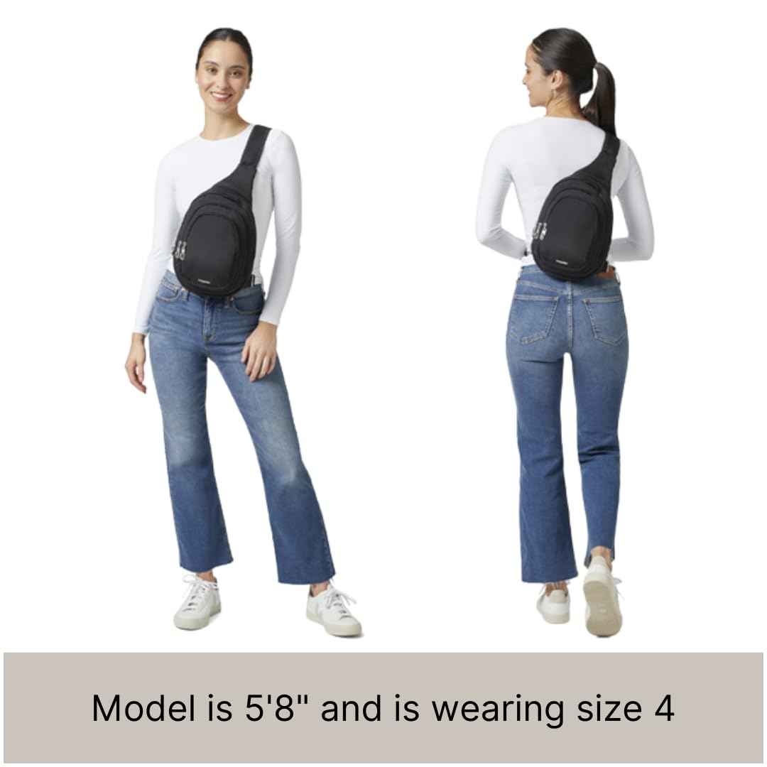 Baggallini Securtex® Anti-Theft Triple Zip Sling - Travel Backpack Sling Bag Crossbody - RFID Wallet Locking Zipper