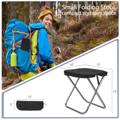 Spisces 13-inch Portable Stool - 1.0lbs Lightweight & Compact Camping Folding Stool Supports 300lbs, Handbag Style Carry -...