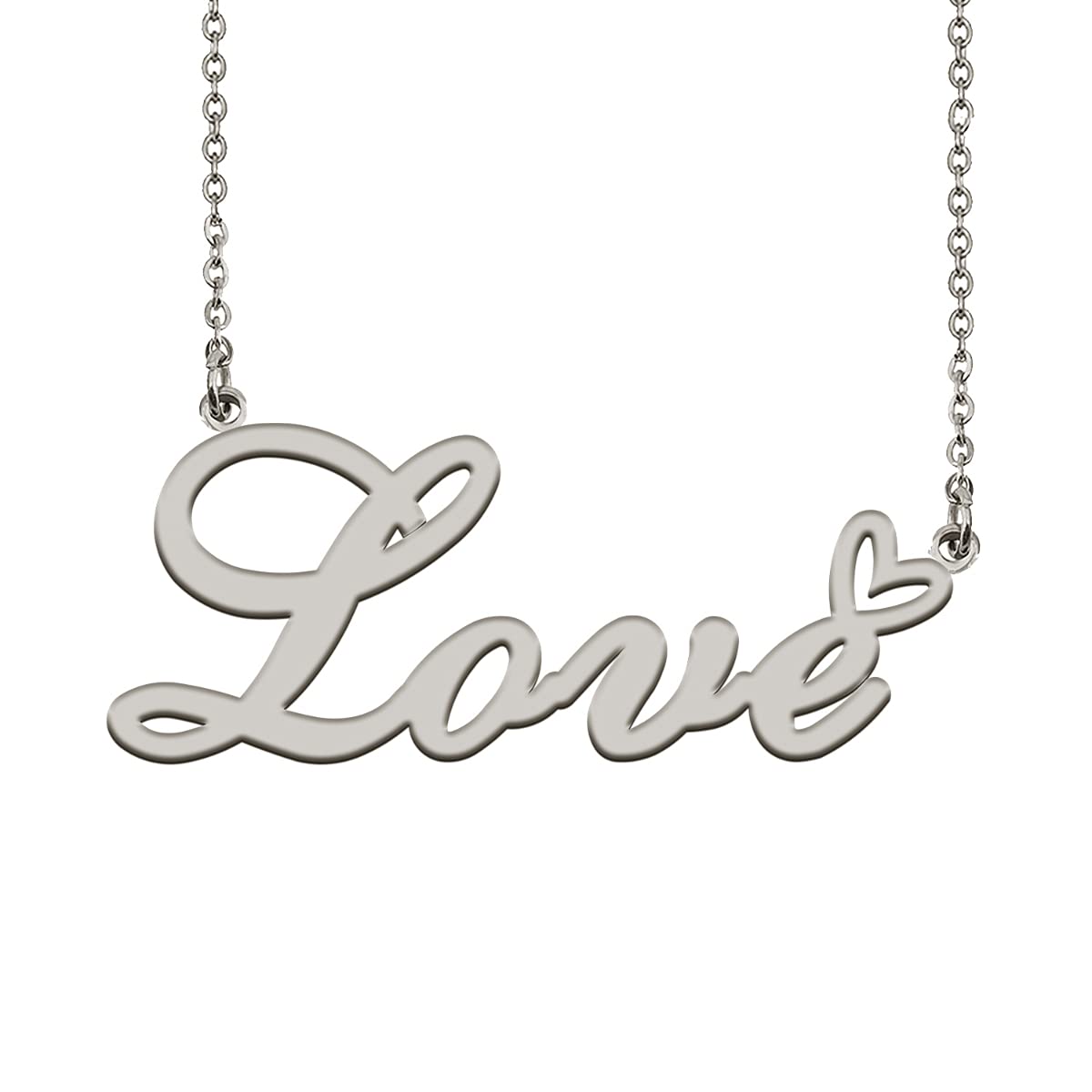 HUAN XUN Initial Name Necklaces Silver for Women Love Necklace Heart Pendant Jewelry for Christmas