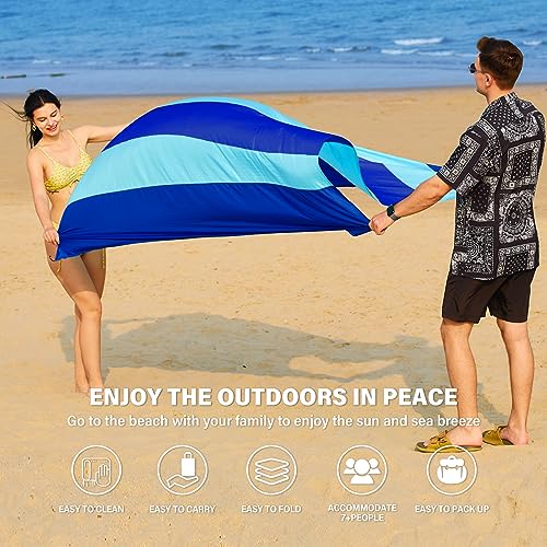 Famstar Beach Blanket Oversized Extra Large 10'X 9',Waterproof Sandproof Beach Blanket 2-8 Adults Lightweight Durable for ...