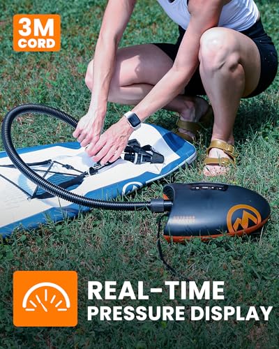 OutdoorMaster 20PSI High Pressure SUP Air Pump Shark - Intelligent Dual Stage Inflation & Auto-Off & Deflation, 12V DC Car...