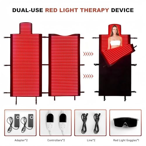 FUIART 2026 Upgraded Dual Wavelength LED Beads 660nm&850nm Red Light Therapy Blanket Full Body, Used to Face and Body Pain...