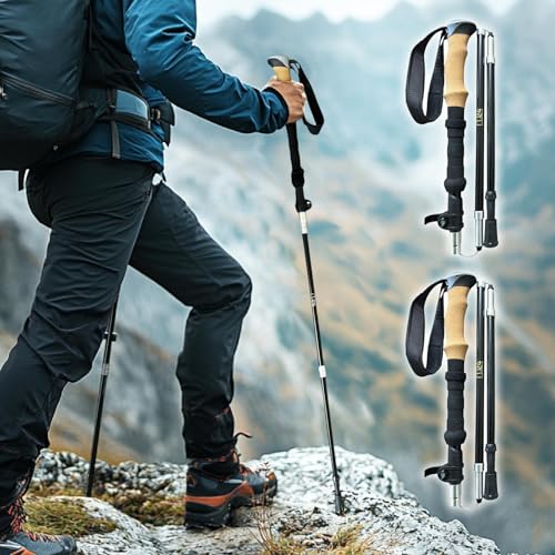 RB24 Elevated Expeditions 7075 Aluminum Trekking Pole – Lightweight Collapsible Hiking Pole with Quick Lock, EVA Grip & An...