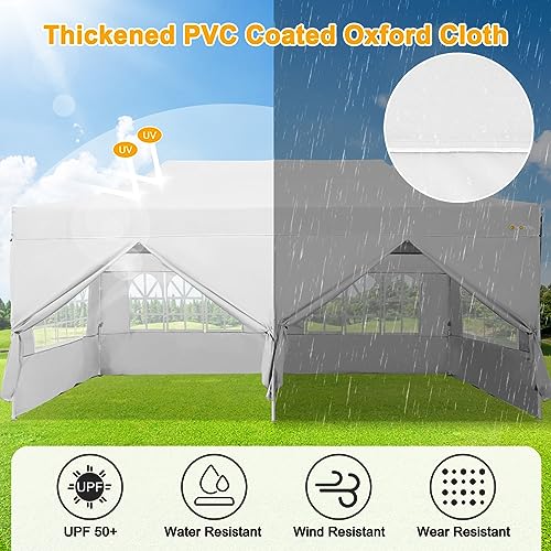 HOTEEL 10x20 Heavy Duty Pop Up Canopy Tent with Sidewalls, Commercial Outdoor Canopy Tents for Parties Event Wedding with ...