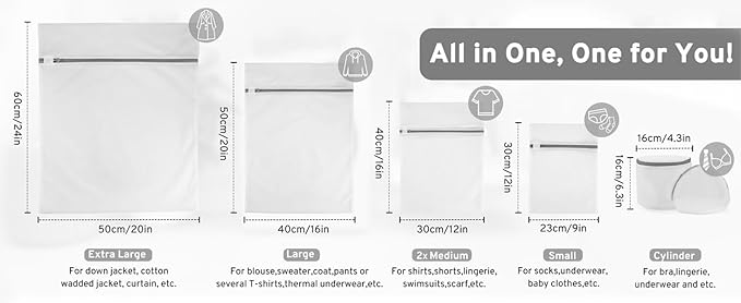 7 Pack Extra Durable laundry bags mesh wash bags, lingerie bags for washing delicates, with Sturdy Zippers to Protect Clothes During Washing Machine