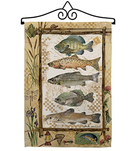 Fishing Adventures Garden Flag Set Wall Hanger Sports Outdoor Camping Fish Dock Lure Entertainment Activity Physical Small...