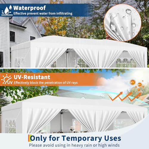 10X20FT Pop Up Canopy Tent with 6 Removable Sidewalls,UV Protection, Heavy Duty Pop Up Party for Parties Outdoor Garden Ga...
