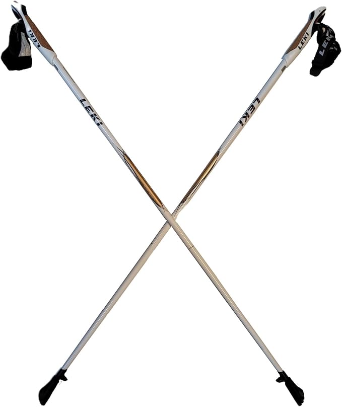 LEKI Nordic Walking Platinium Fixed Length Walking Poles White 110cm