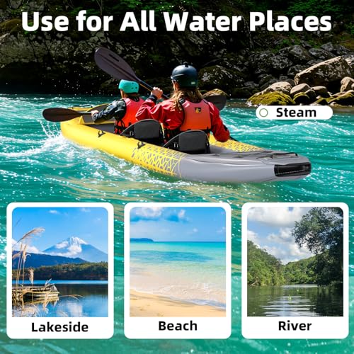 Danrelax 2-Person Inflatable Kayak for Adults, Heavy-Duty PVC, Drop-Stitch Floor, Lightweight, Portable, and Durable Tande...