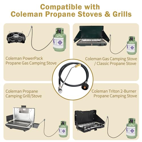 BMMXBI 5430 Grill Stove Regulator with 5 FT Propane Adapter Hose Replacement for Coleman Propane Stove, Compatible with Co...