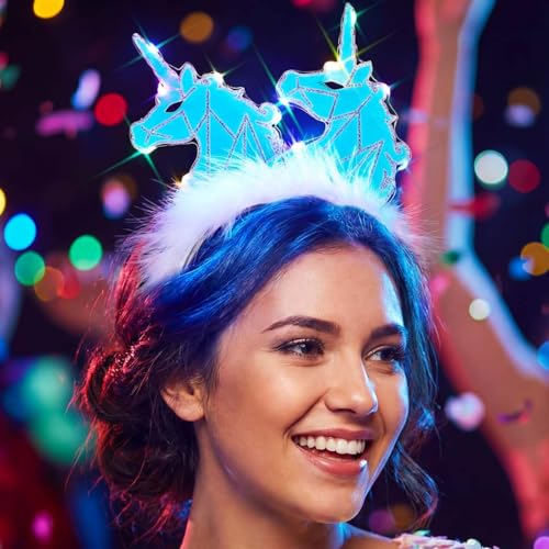 JAKAWIN Light Up Headband Glowing Headpiece Costume Hair Accessories for Women