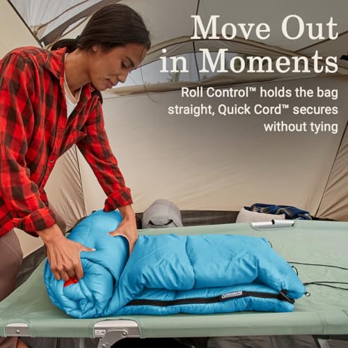 Coleman Flatlands 30/40/50°F Sleeping Bag, Made from 100% Recycled Material, Big & Tall Options, Cool-Weather Sleeping Bag...